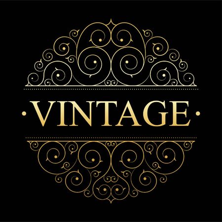 Retro vintage luxury logo template with floral elegant calligraphic elements.のイラスト素材