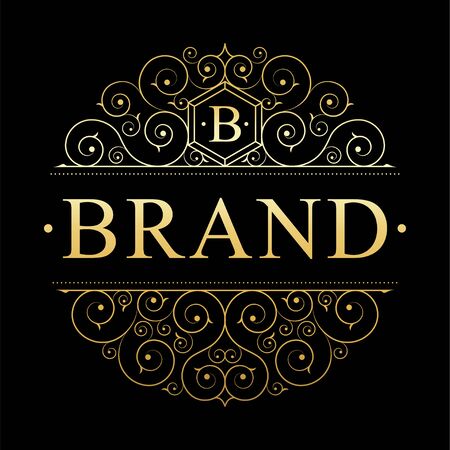 Retro vintage luxury logo template with floral elegant calligraphic elements.のイラスト素材