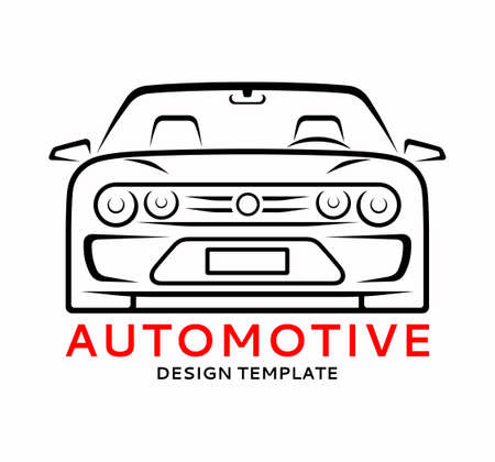 Car silhouette, outlined contour, logo design. Vector illustrationのイラスト素材