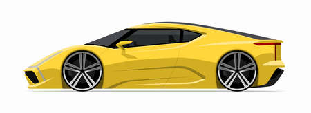 Sports car icon in flat style. Side view of the supercar isolated on white backgroundのイラスト素材