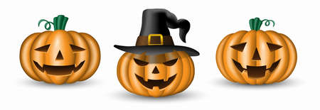 Set of halloween pumpkins isolated on white background. Vector illustrationのイラスト素材