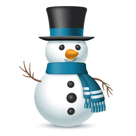 Christmas snowman with top-hat and scarf isolated on white background. Vector illustrationの写真素材