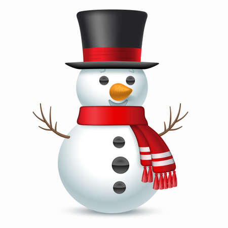 Smiling snowman with top-hat and scarf. Vectorのイラスト素材