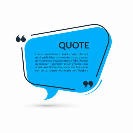 Quote speech bubble, blank text balloon with frame and quotes isolated on white background. Vector illustrationのイラスト素材