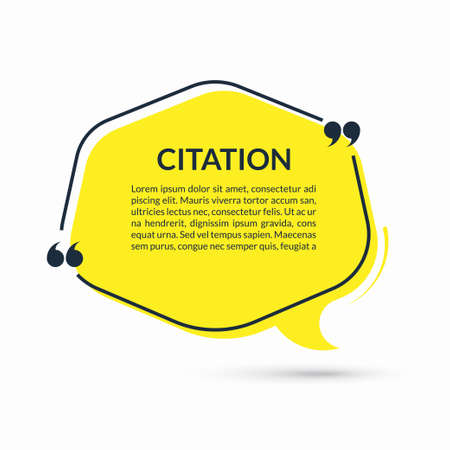 Quote speech bubble, blank text balloon with frame and quotes isolated on white background. Vector illustrationのイラスト素材