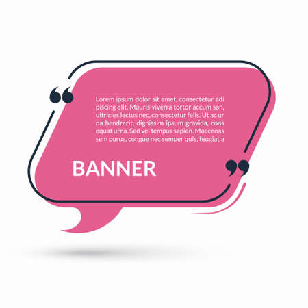 Quote speech bubble, blank text balloon with frame and quotes isolated on white background. Vector illustrationのイラスト素材