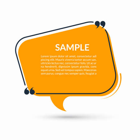 Quote speech bubble, blank text balloon with frame and quotes isolated on white background. Vector illustrationのイラスト素材