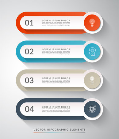 4-step process chart for infographics. Clean colorful vector template that can be used for diagram, chart, graph, web design.のイラスト素材