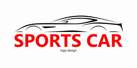 Sports car logo design. Silhouette of a car with place for company name, text, title. Vector illustrationのイラスト素材