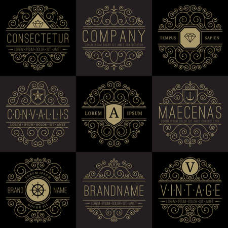 Luxury logo templates set in vintage styleのイラスト素材
