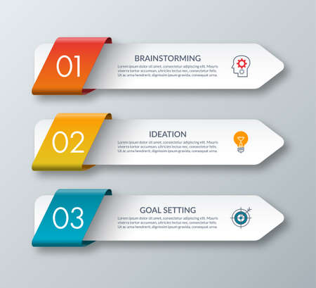 Arrow infographic template. 3 steps. Origami style. Vector banner.のイラスト素材