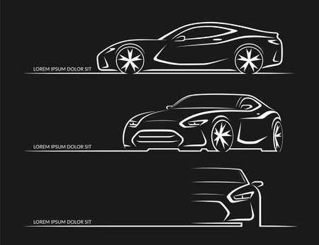 Set of sports car silhouettes. Vector illustrationのイラスト素材