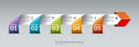 Vector infographic arrow timeline template with 5 steps. Origami style. Can be used for web design, brochure, diagram, chart, graph, business presentation.のイラスト素材