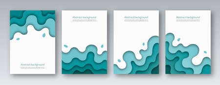 Set of abstract paper backgrounds, brochure templates, covers. A4 size. Vector Illustration.の写真素材