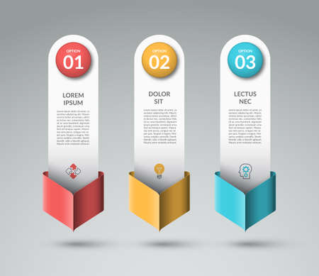 Infographic template with 3 arrows pointing down. Can be used for diagram, graph, chart, report, web design. Vector illustrationの写真素材
