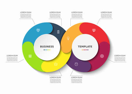 Infographic cycle diagram. Process chart for business infographics with 8 steps, parts, options. Vector template for presentation, report, brochure, web design.の写真素材