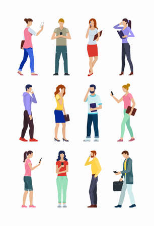 Set of people using smartphones.のイラスト素材