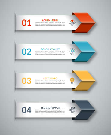 Arrow infographic template. 4-step colorful paper banner for business infographics. Can be used for workflow layout, brochure, diagram, chart, web designのイラスト素材