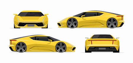 Sports car set in flat style. Vector illustrationのイラスト素材
