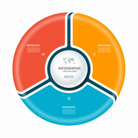 Infographic circle with 3 steps, parts. Vector process chart, cycle diagram for business presentation, report, brochure, web, data visualization.のイラスト素材