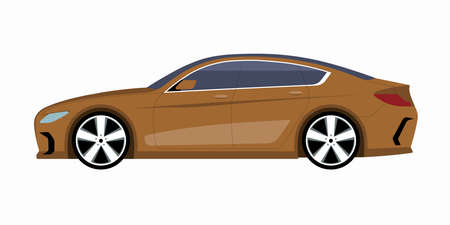 Modern car. Side view of a 4-door business sedan. Vector car icon for road traffic and...