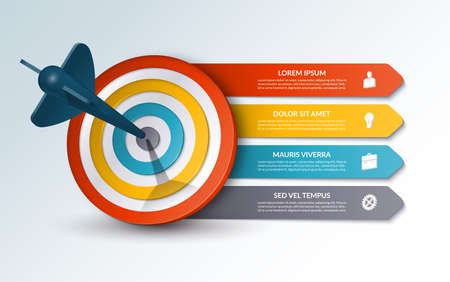 Target infographic template with 4 steps, options.の写真素材