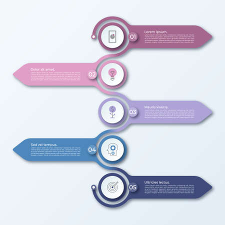 Minimal arrow infographic template with 5 steps.のイラスト素材