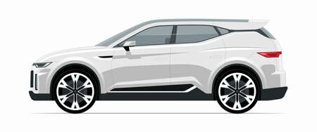 Modern SUV car mockup. Left side view of a crossover vehicle isolated on white background.のイラスト素材