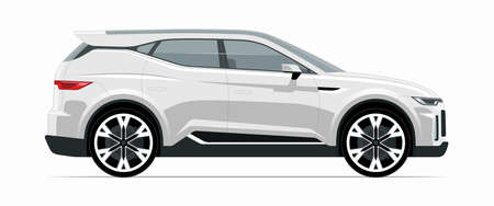 Modern SUV car mockup. Right side view of a crossover vehicle isolated on white background.のイラスト素材