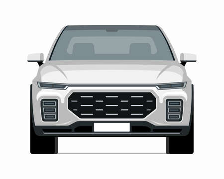 Modern SUV car mockup. Front view of a crossover vehicle isolated on white background.のイラスト素材