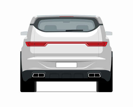 Modern SUV car mockup. Rear view of a crossover vehicle isolated on white background.のイラスト素材