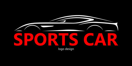 Sports car design. Silhouette of a car with place for company name, text, title. Vector illustrationのイラスト素材