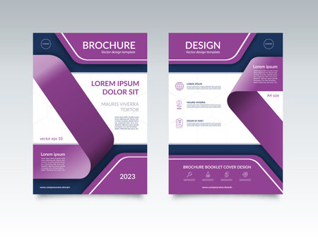 Business brochure design template. Front and back page in A4 size. Vector layout with icons and place for text. Can be used for paper printed products - booklet, banner, annual report, book cover.のイラスト素材