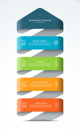 Up arrow infographic concept. Business template with 4 steps, options, parts. Can be used for diagram, chart, web design. Vector illustration.のイラスト素材