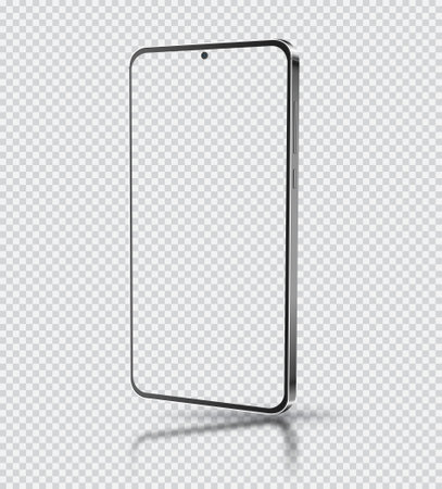 Realistic vector smartphone with transparent screen isolated on transparent background.のイラスト素材