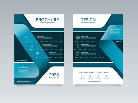 Business brochure design template. Front and back page in A4 size. Vector layout with icons and place for text.のイラスト素材