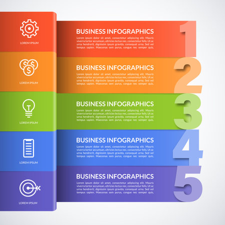 Infographic template with 5 steps. Can be used for web design, diagram, chart, presentation, business infographics.のイラスト素材