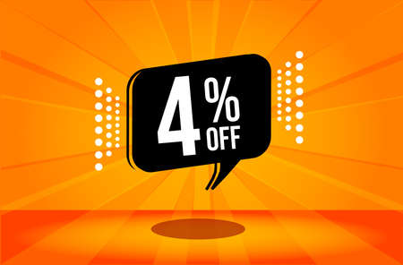 4 percent discount. Orange banner with floating balloon for promotions and offers. Vector Illustrationのイラスト素材