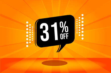 31 percent discount. Orange banner with floating balloon for promotions and offers. Vector Illustration.のイラスト素材