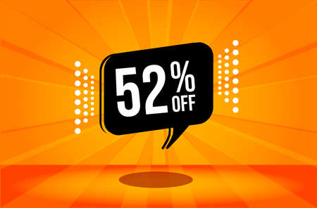 52 percent discount. Orange banner with floating balloon for promotions and offers. Vector Illustration.のイラスト素材