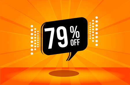 79 percent discount. Orange banner with floating balloon for promotions and offers. Vector Illustration.のイラスト素材
