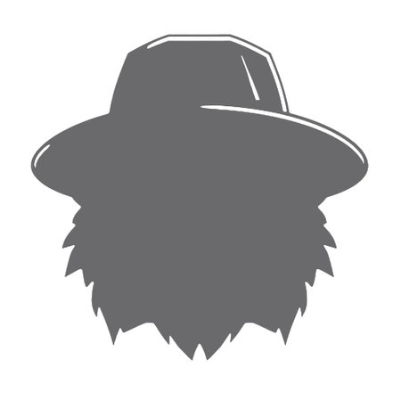 Bearded man with hat and mustache. Vector illustration on white background.のイラスト素材