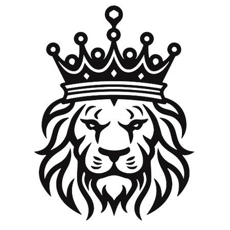 Lion head with crown. Vector illustration ready for vinyl cutting.のイラスト素材