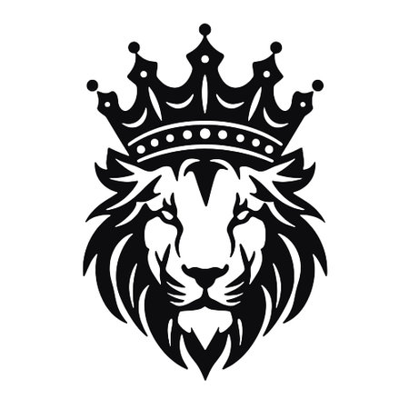 Lion head with crown isolated on white background. Vector illustration.のイラスト素材
