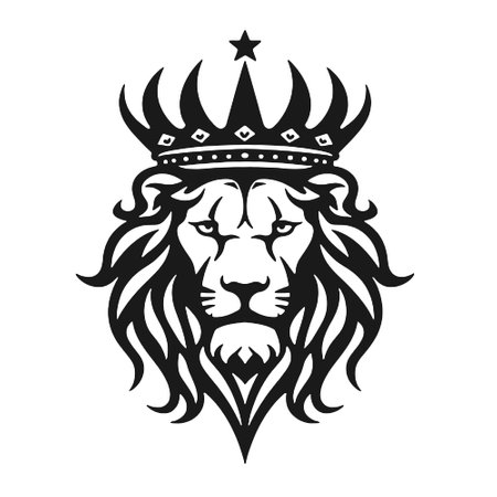 Lion king head with crown. Vector illustration on white background.のイラスト素材