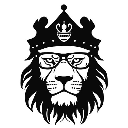 Lion in a police cap. Vector illustration for your design.のイラスト素材