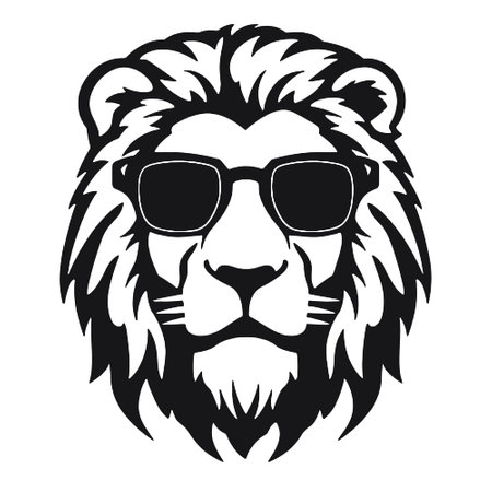 Lion head with sunglasses. Vector illustration isolated on white background.のイラスト素材