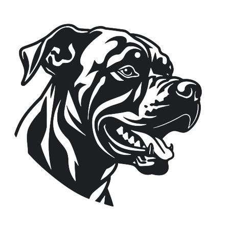 Portrait of a great dane dog, black and white vector illustrationのイラスト素材