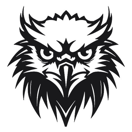 Eagle head tattoo, simple black and white style vector illustration.のイラスト素材