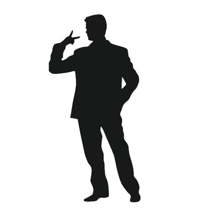 Vector silhouette of a man in a suit on a white background.のイラスト素材
